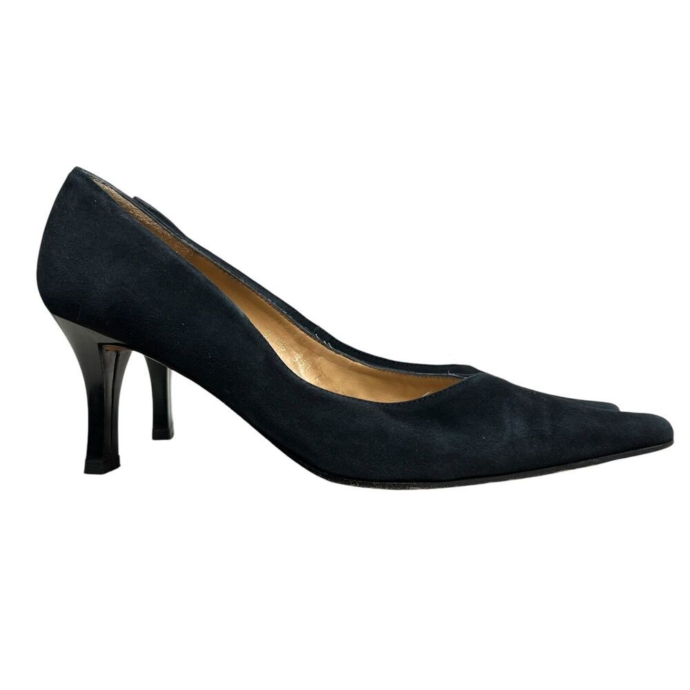 Paco Herrero Appolline Chausseur Womens Pump Black Suede Pointed Toe Sz EUR 37.5